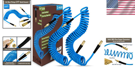 Versatile 25 ft Polyurethane Air Compressor Hose - Quick Connect & High Pressure