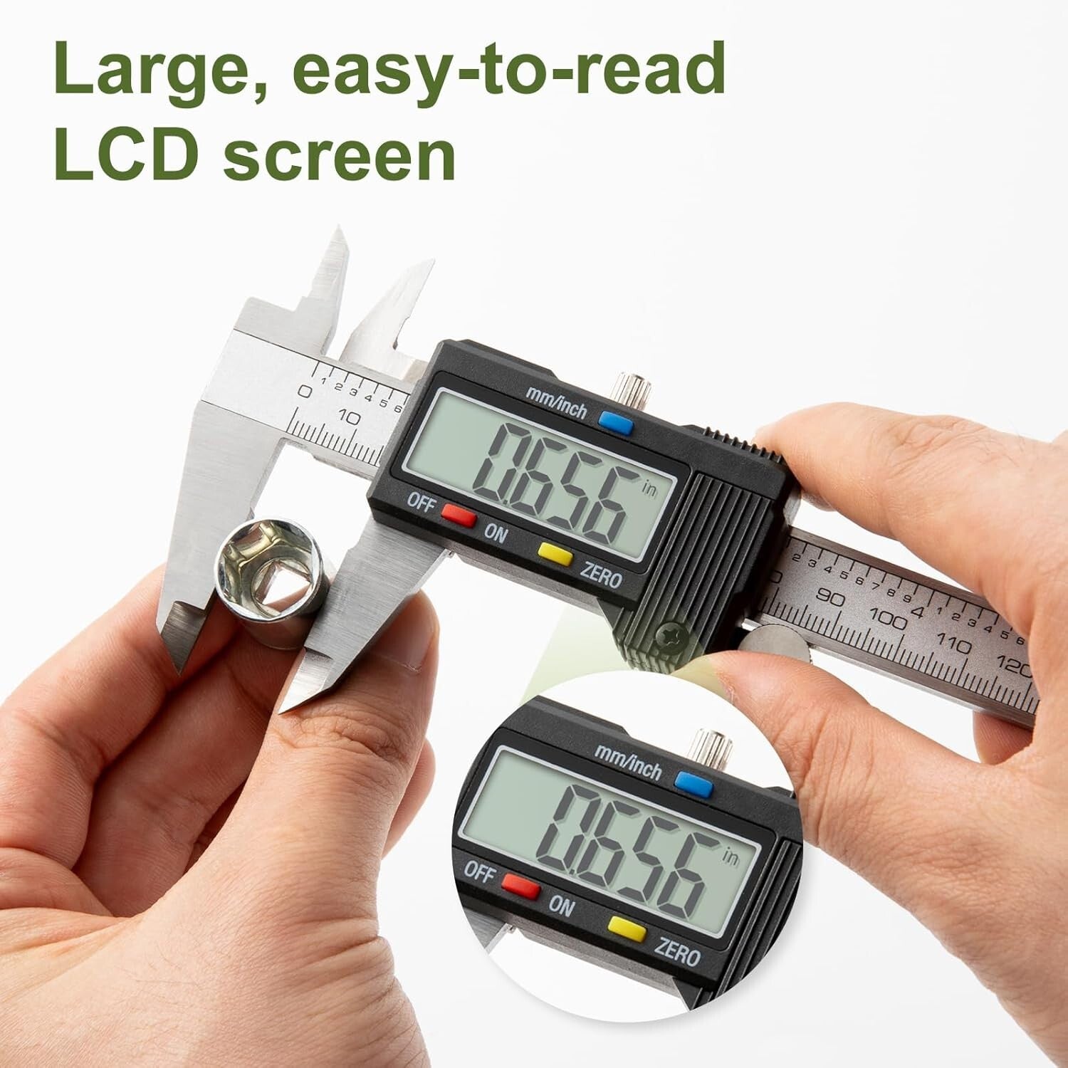 Stainless Steel Digital Caliper with Auto-Off Feature - 0-12" Measurement Range