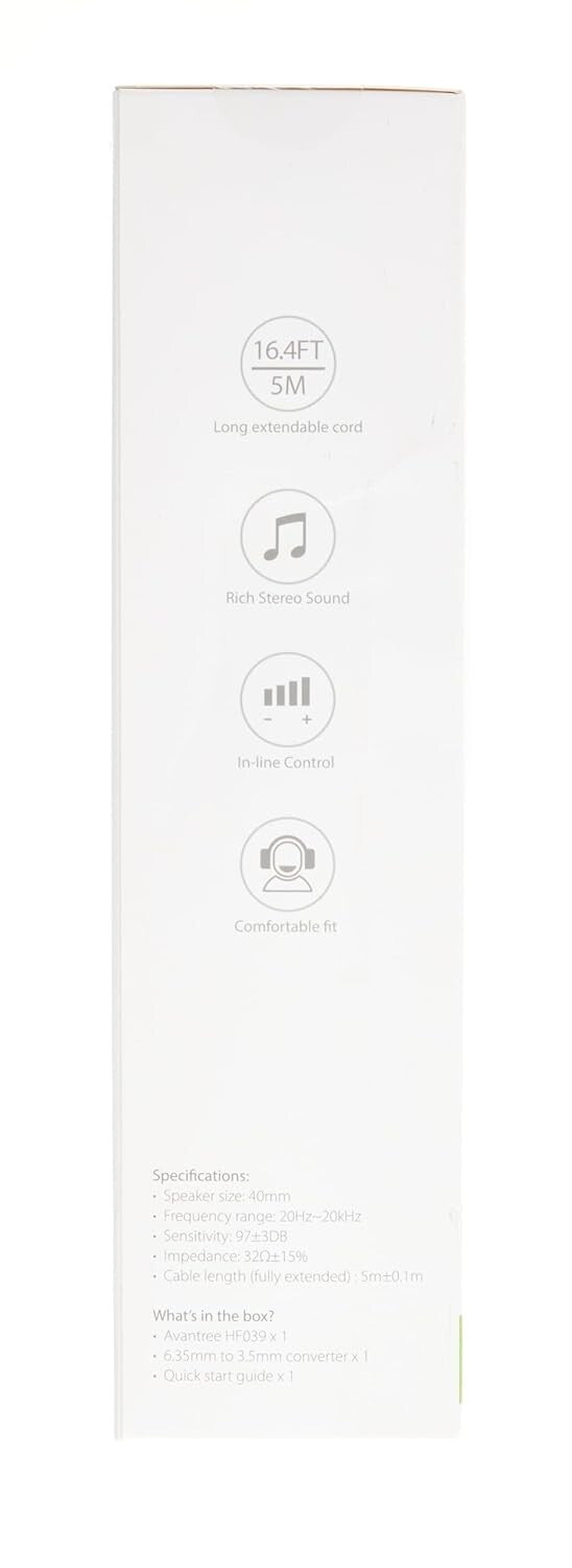 16.4ft Long Coiled Cord Headphones Over-Ear with Volume Control & Stereo Sound