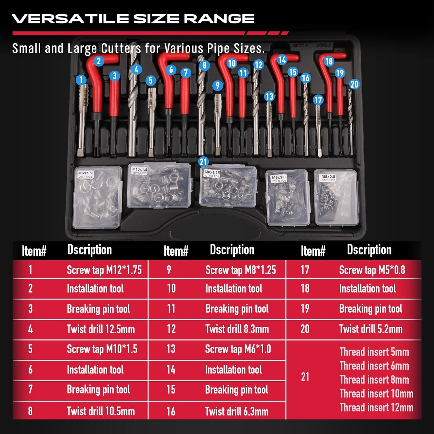 Durable 320-Piece Automotive Heli Coil Set for Rethreading & Spark Plug Repair