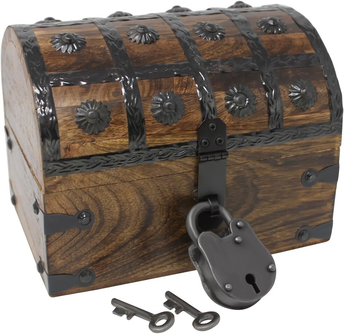 Decorative Pirate Chest with Skeleton Key - Ideal for Imaginative Play & Storage