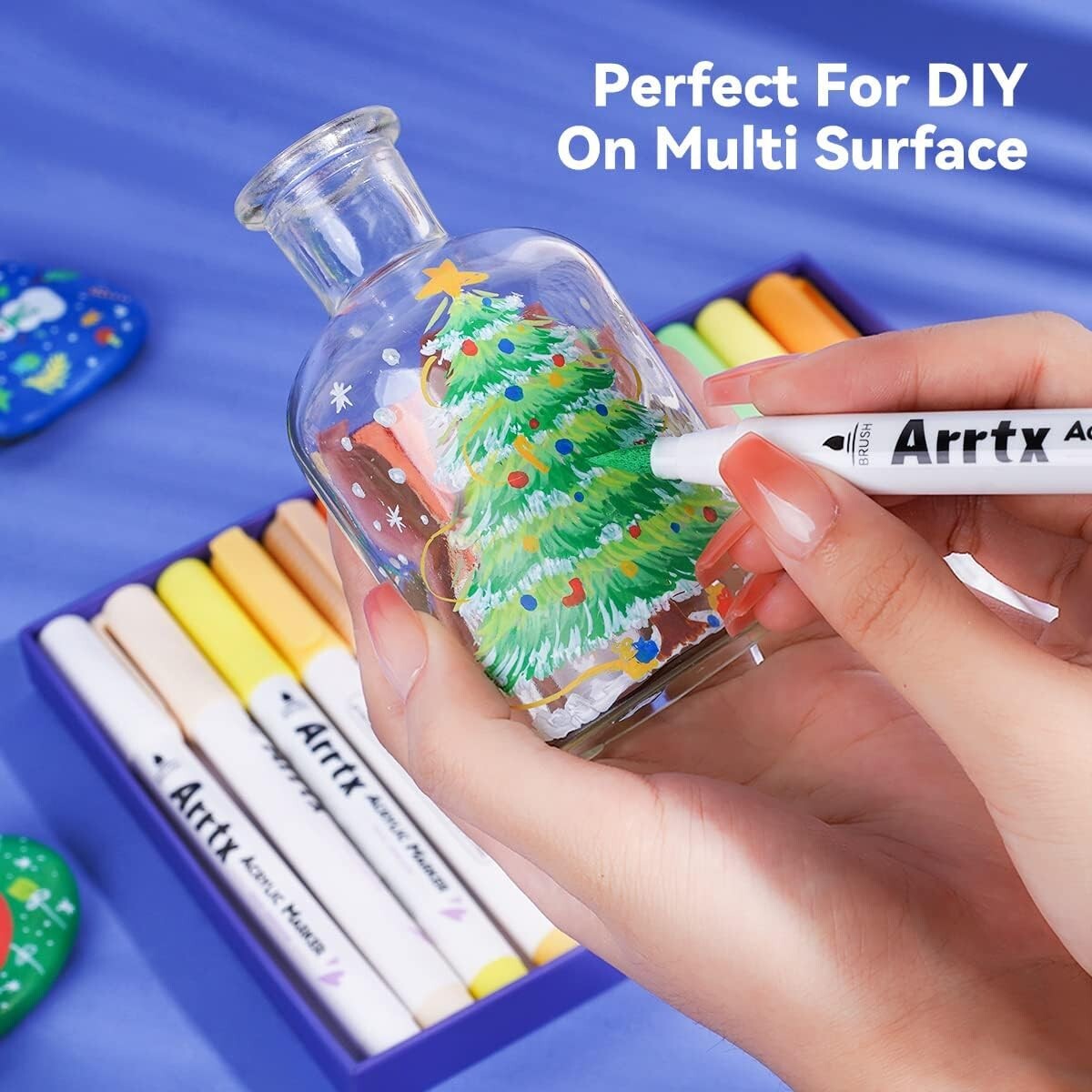 62 Vibrant Acrylic Paint Pens - Dual Tip, Non-Toxic Markers for Creative Crafts