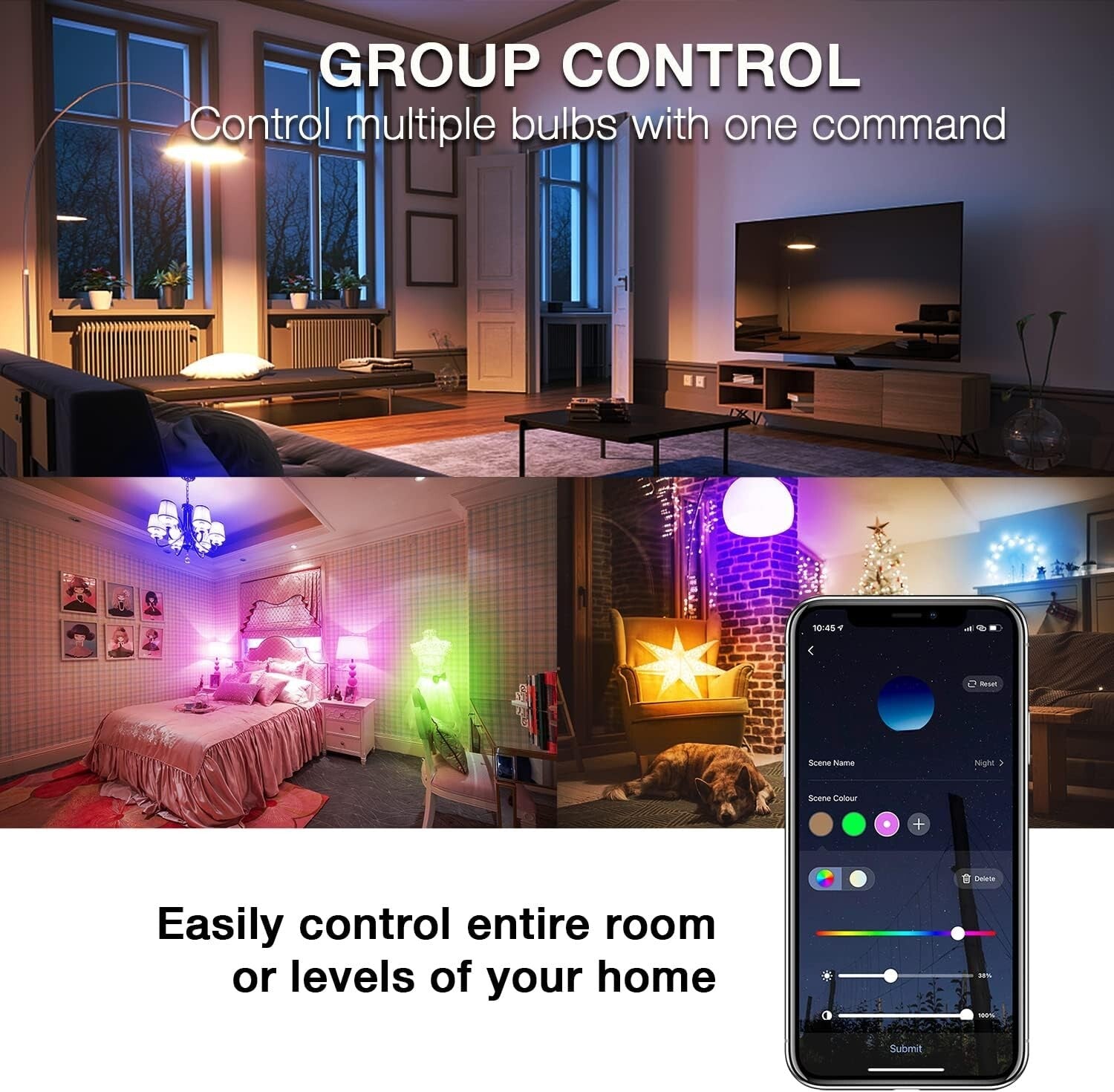 Dimmable LED Smart Bulbs for Home - 10 Pack, Works with Alexa & Google Assistant