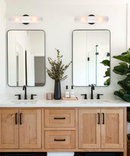 Load image into Gallery viewer, Elegant Black Bathroom Wall Sconces with Frosted Glass - Modern Farmhouse Design