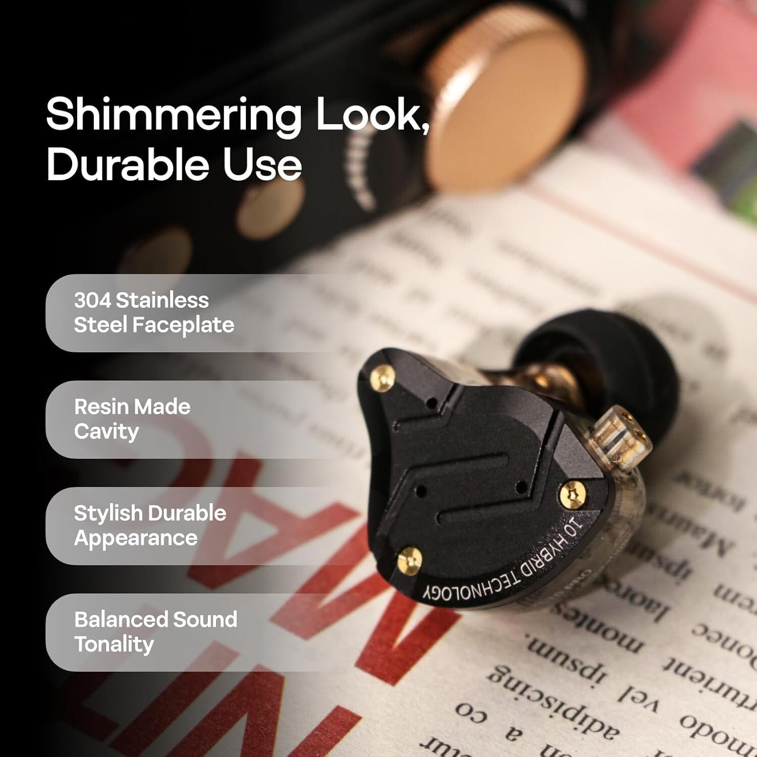 Detachable Cable Hybrid IEM Earphones in Dark Black - Premium Audio Experience