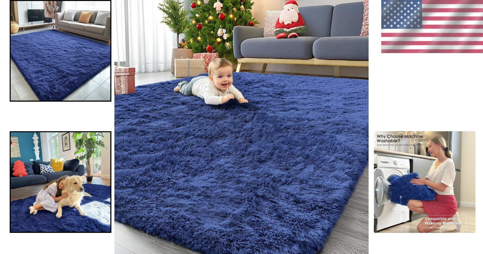 Elegant 8x10 Navy Blue Area Rug - Machine Washable & Eco-Friendly for Any Room