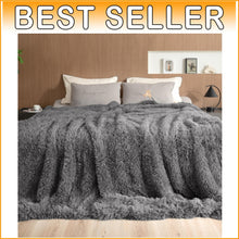 Load image into Gallery viewer, Super Soft King Size Grey Faux Fur Throw Blanket – Cozy Comfort for All Seasons