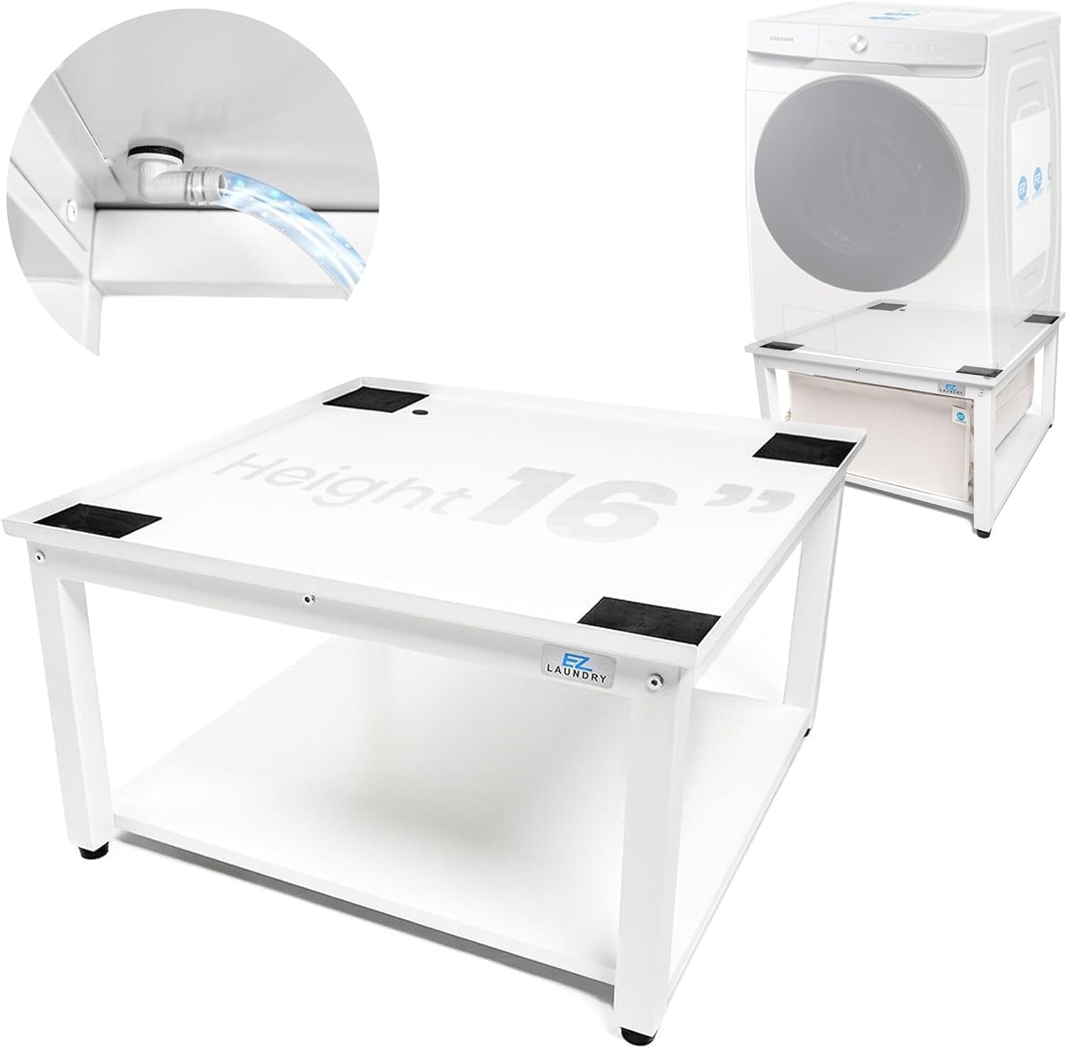 Premium 29” Laundry Pedestal with Drain Pan - Elevate Washers & Dryers Securely