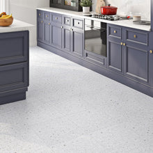 Load image into Gallery viewer, DIY-Friendly Waterproof White Granite Peel and Stick Floor Tiles 12x12 Size