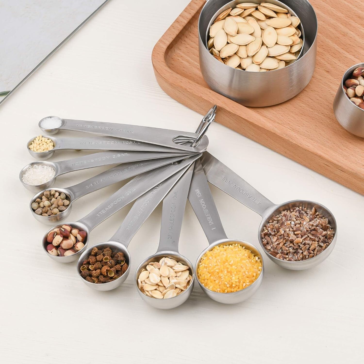 Complete 21-Piece Stainless Steel Measuring Set with Magnetic Conversion Chart