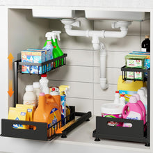 Load image into Gallery viewer, Premium Metal Pull-Out Under Sink Organizers - Height Adjustable, Black Finish