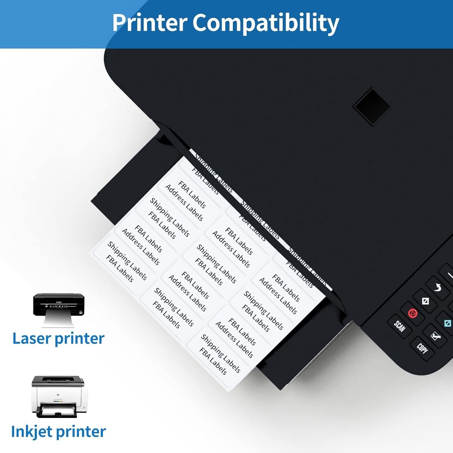 500 Sheets of 1" x 2-5/8" Address Shipping Labels for Laser and Inkjet Printers