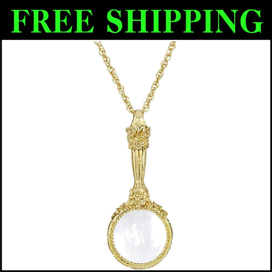 Elegant 30-Inch Floral Magnifying Glass Pendant Necklace for Women - 4-5X Power