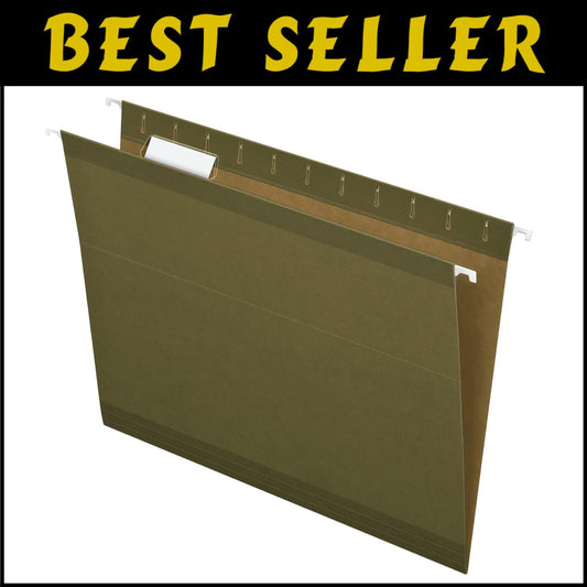Classic Green Letter Size Hanging Files - Reinforced with 1/5 Cut Tabs, 25 Pk