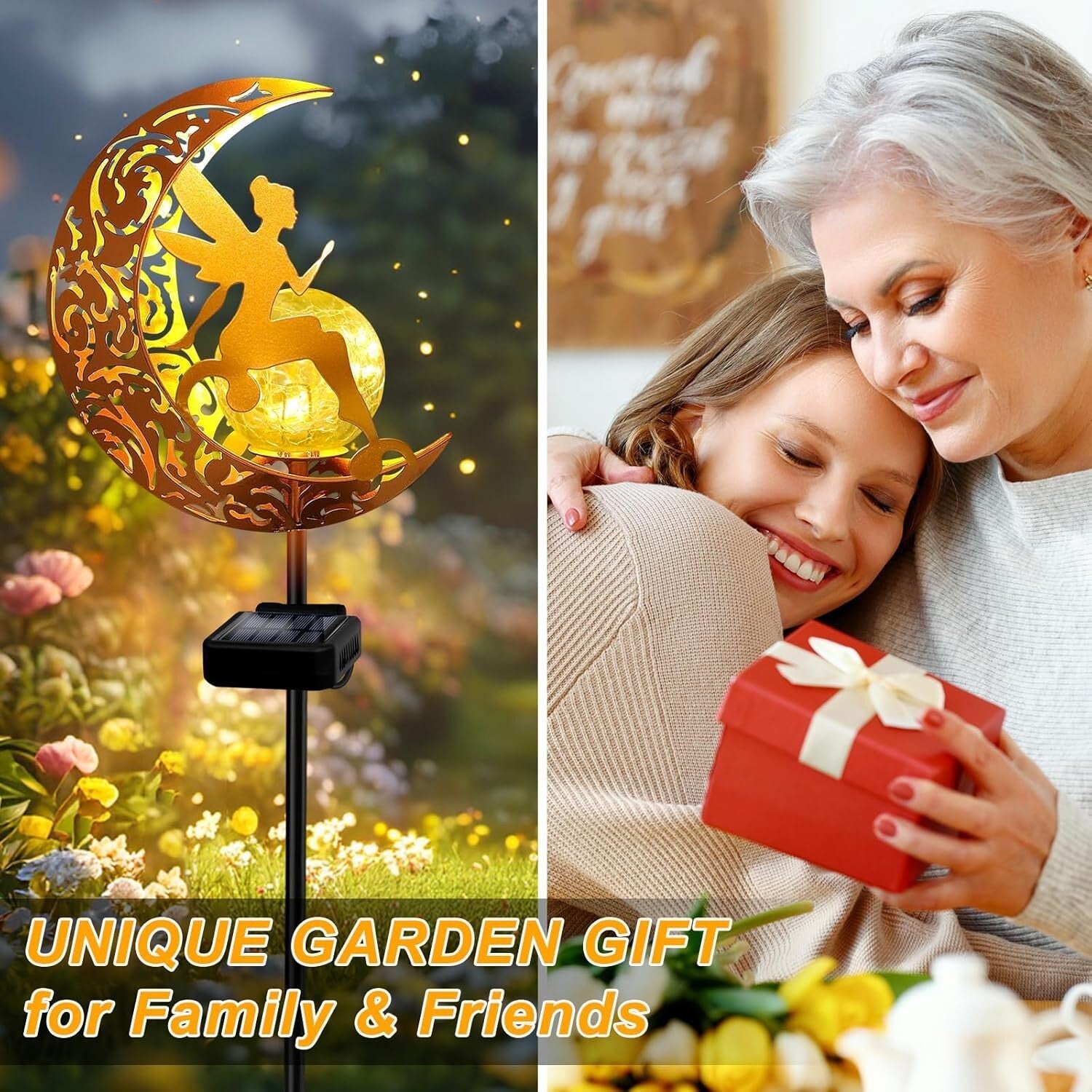 Enchanting 2-Pack Solar Garden Lights with Angel Decor - 33-Inch Pathway Stakes