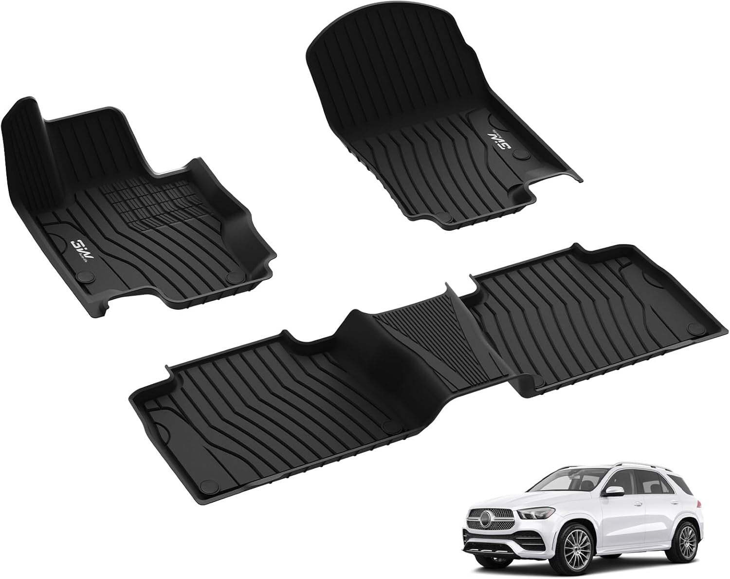 Durable All-Season TPE Floor Liners for 2020-2025 Benz GLE - Easy Clean Black