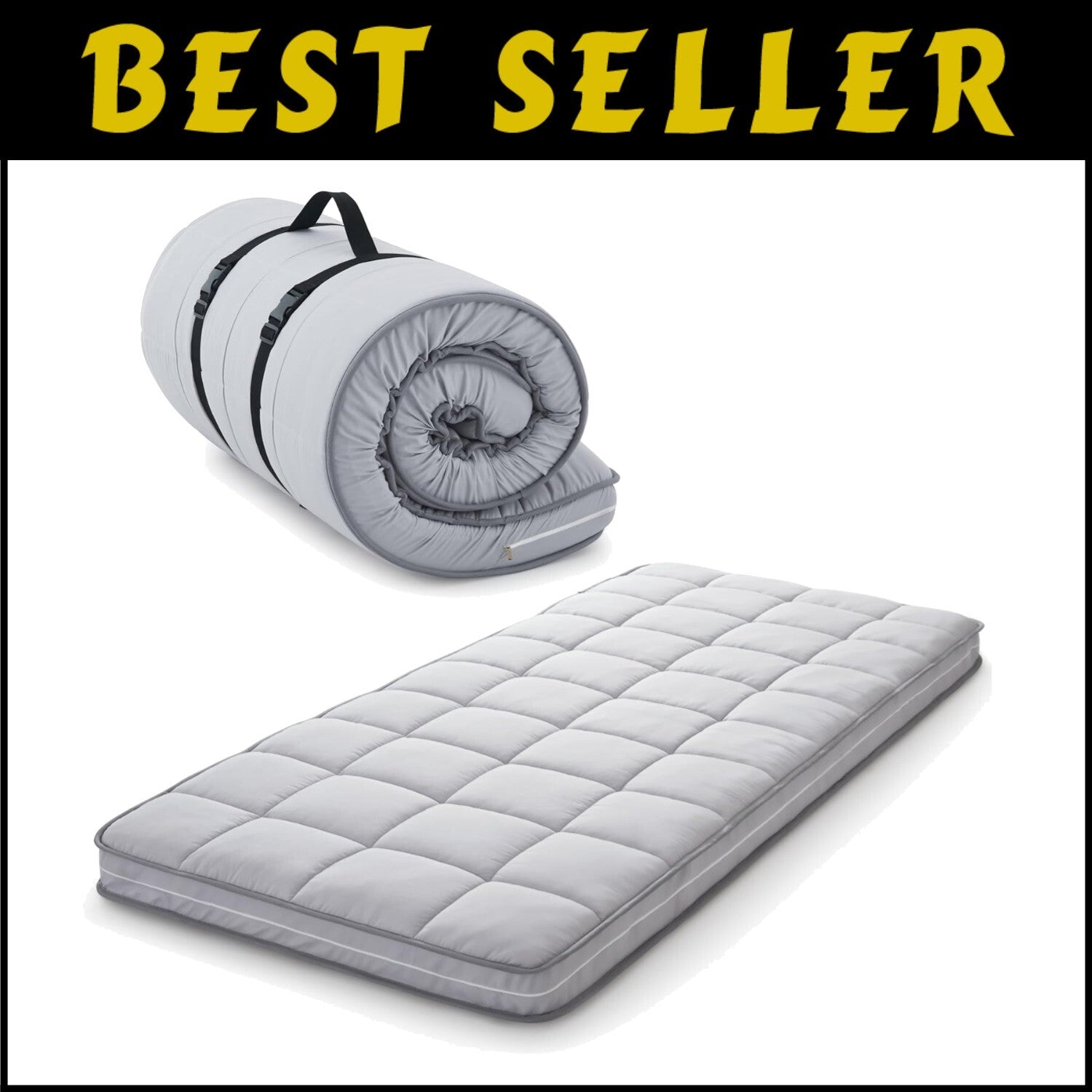 Narrow Twin 75x30" Memory Foam Topper with Zipper Cover - Lightweight & Portable