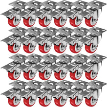 Load image into Gallery viewer, Durable 2" Red Polyurethane Caster Wheels - 360-Degree Maneuverability Set of 24