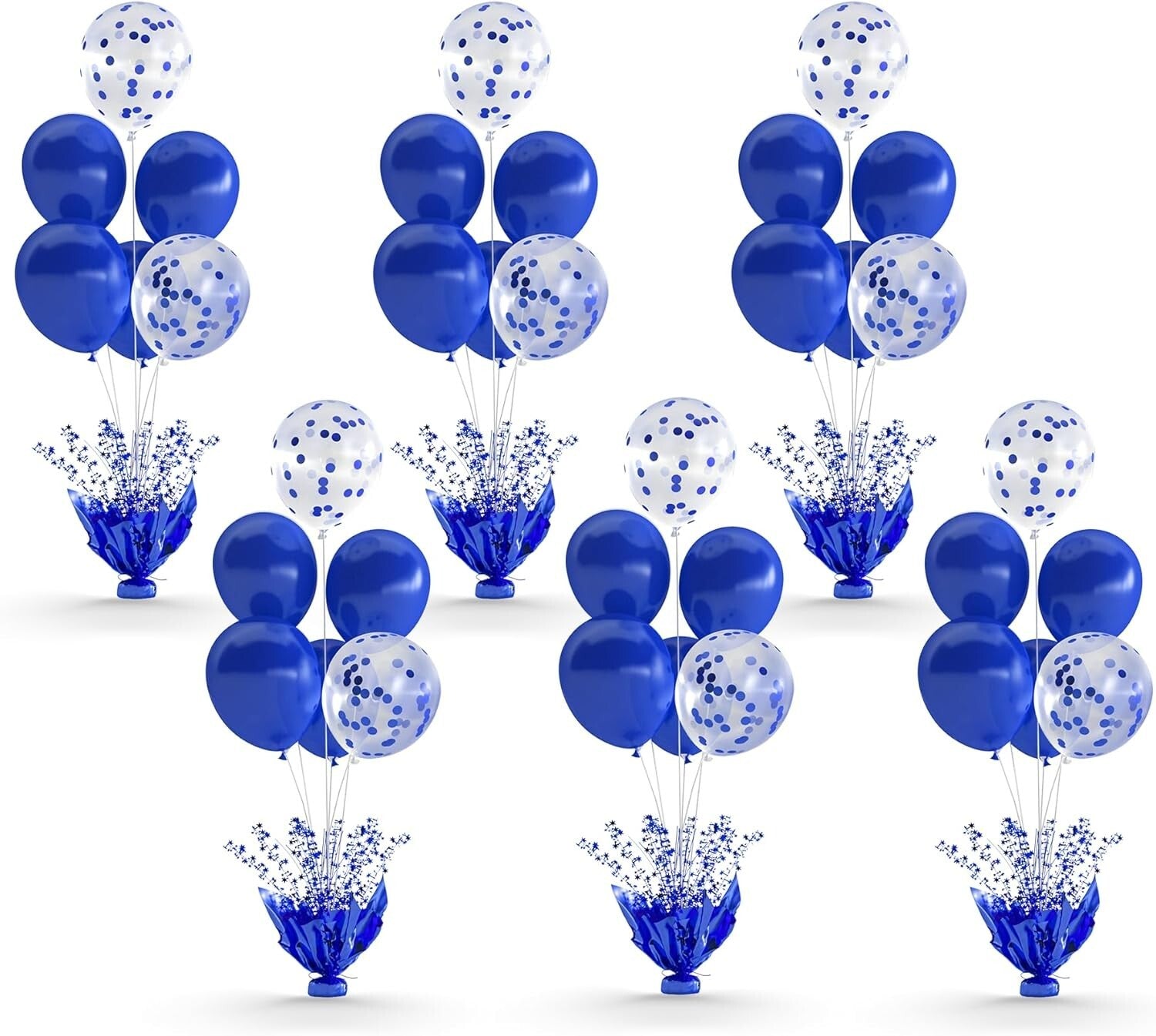 Six Royal Blue Table Balloon Centerpieces – Easy Setup for Every Festivity