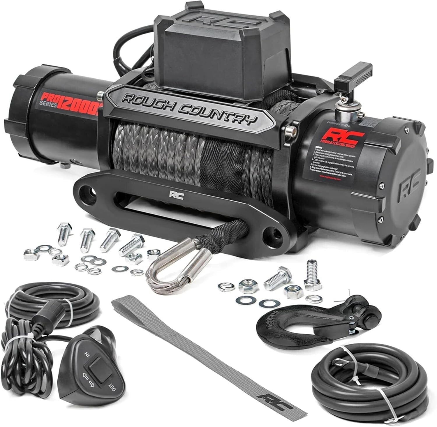12V Electric Winch with 12,000 LB Capacity & Wireless Control for Off-Road Use