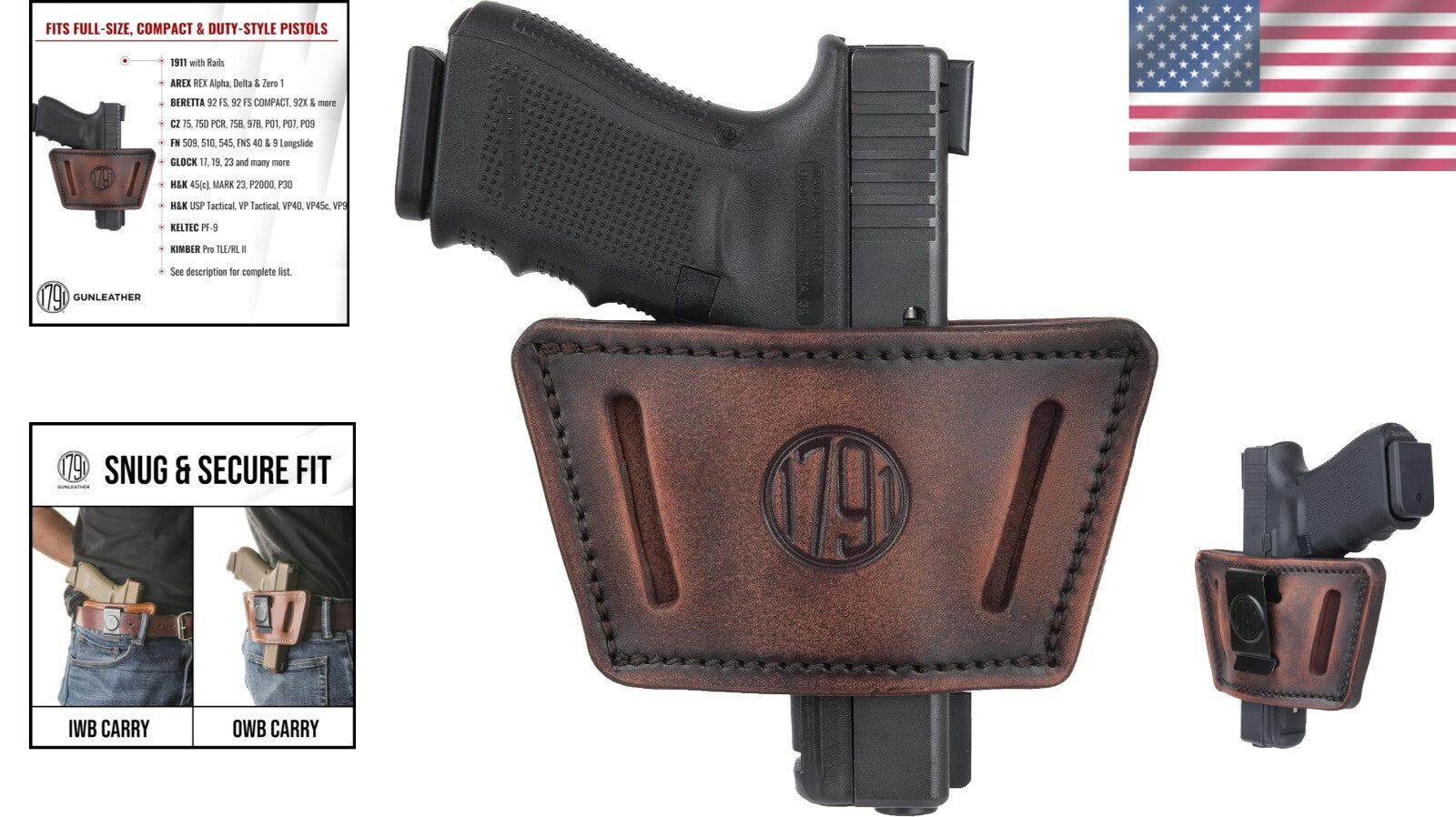 Comfortable CCW Gun Holster in 100% Leather - Quick Draw for Everyday Carry
