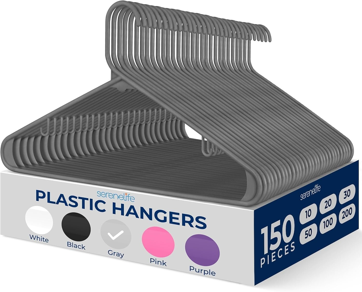 Ergonomic 150-Pack Plastic Hangers with Notch-Free Design - Ultimate Space Saver