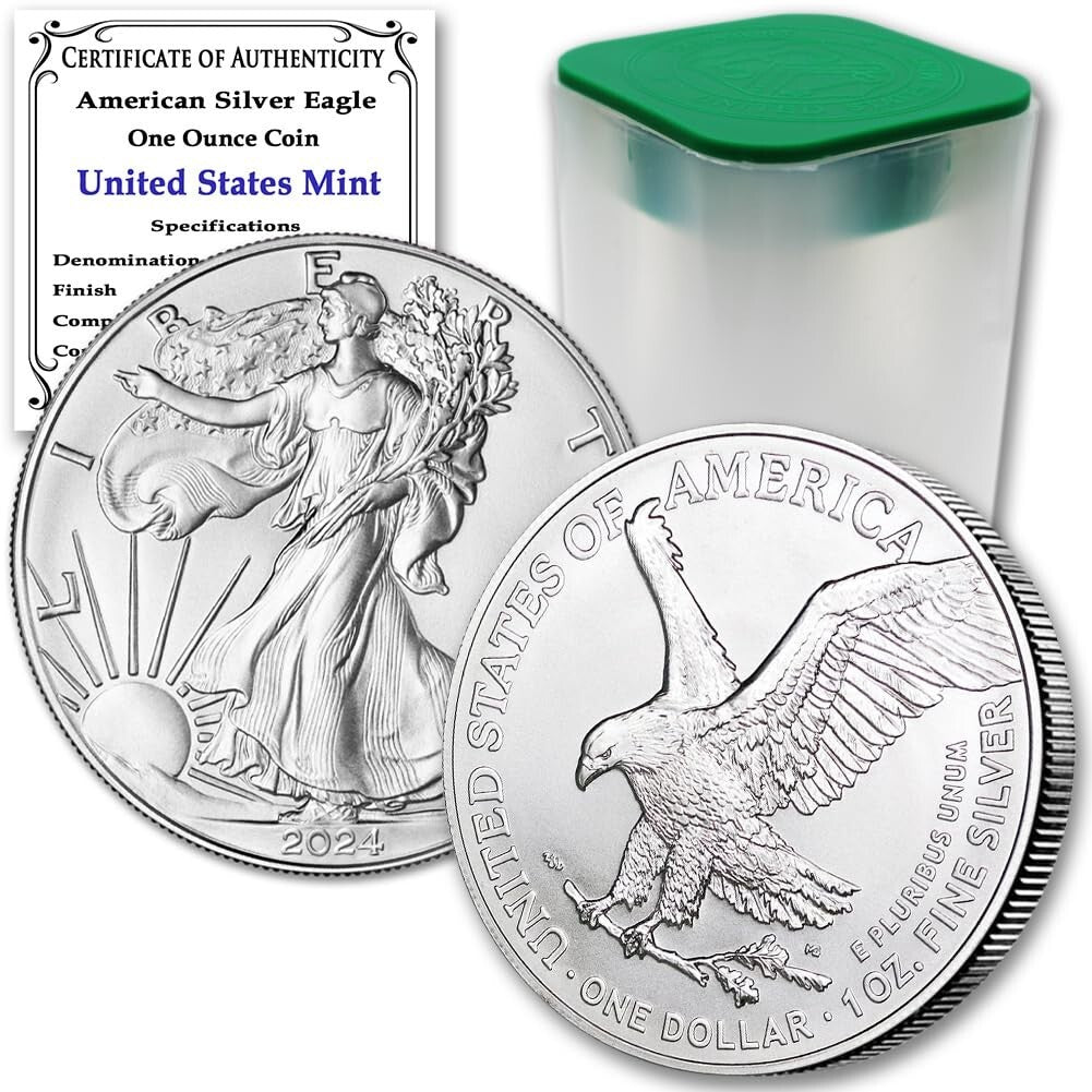 10 x 1 oz American Eagle Silver Bullion Coins in Original Tube - 2024 Edition