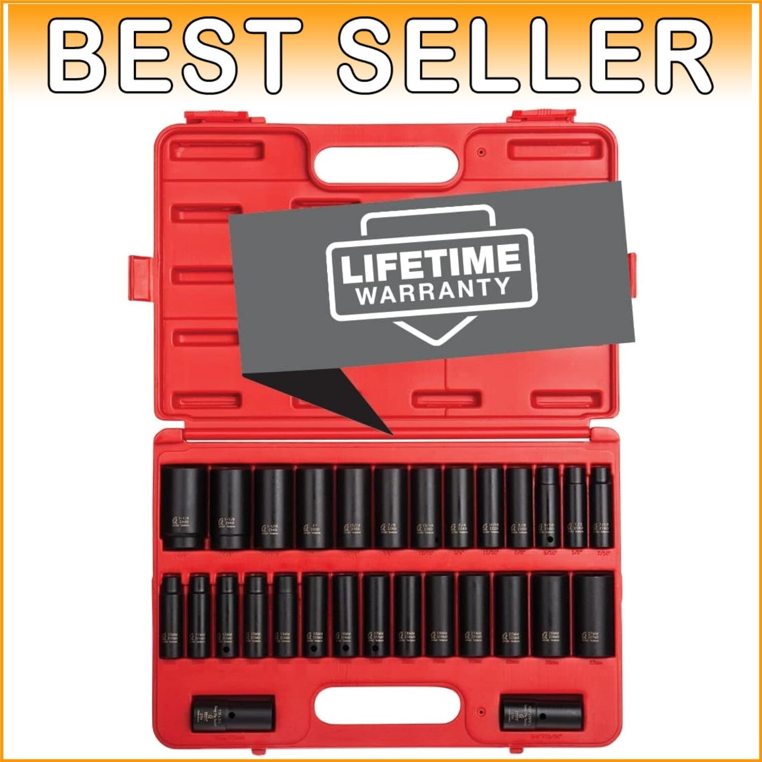 Double Deep Impact Socket Set - 29 Pieces, Cr-Mo Steel, Superior Durability