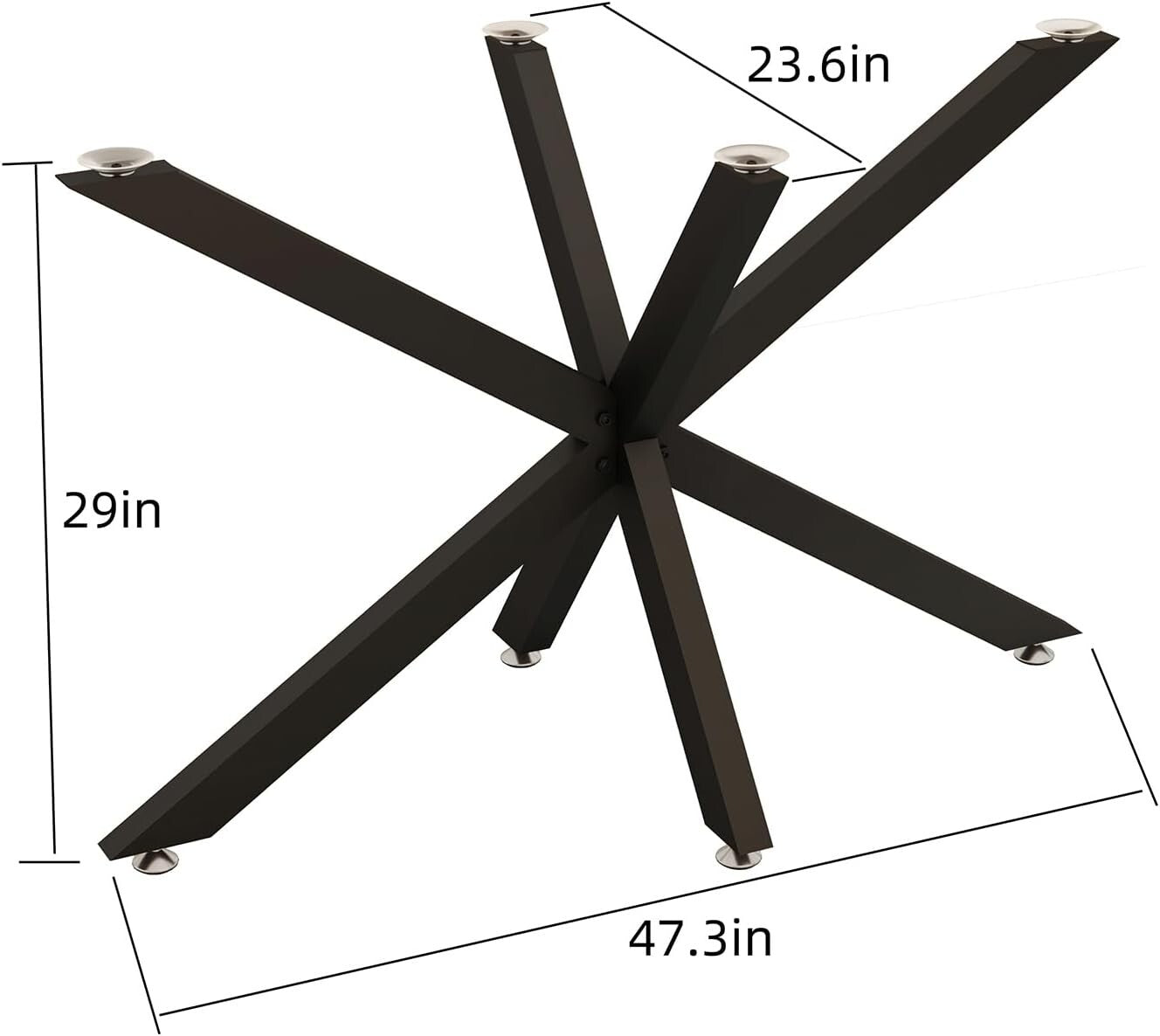 Durable 30 Inch Black Metal Legs with Suction Cups for Dining and Coffee Tables