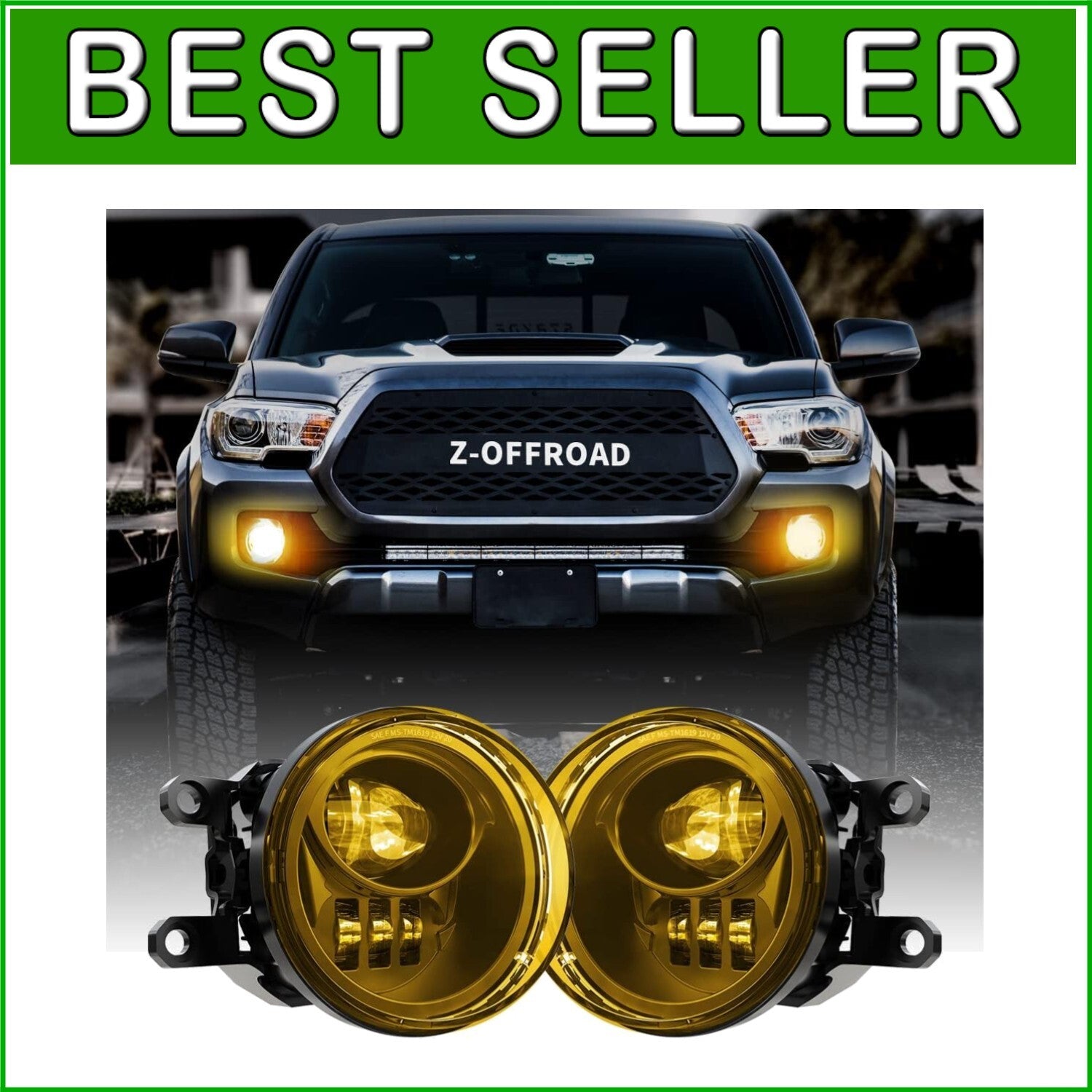 Easy Install Clear Lens Yellow LED Fog Lights for 2016-2022 Toyota Tacoma & More