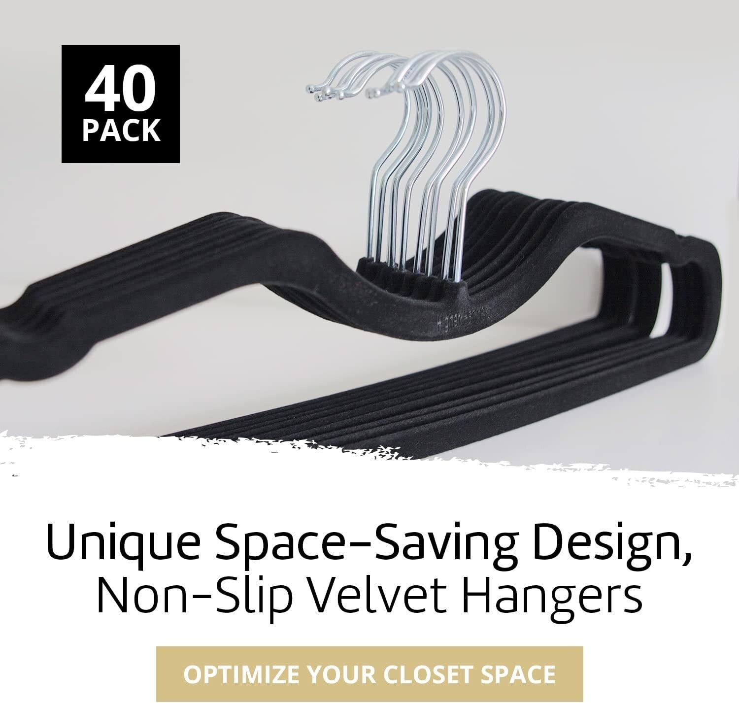 Elegant Black Velvet Hangers - Slim Design for Maximizing Closet Space, 40-Pack
