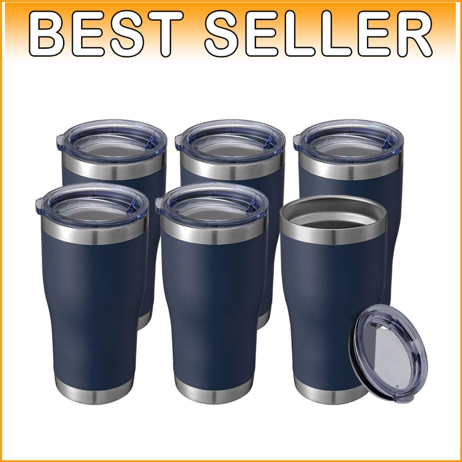 BPA-Free 20 oz Navy Blue Tumblers - 6 Pack Stainless Steel for Travel & Home Use