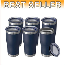Load image into Gallery viewer, BPA-Free 20 oz Navy Blue Tumblers - 6 Pack Stainless Steel for Travel &amp; Home Use