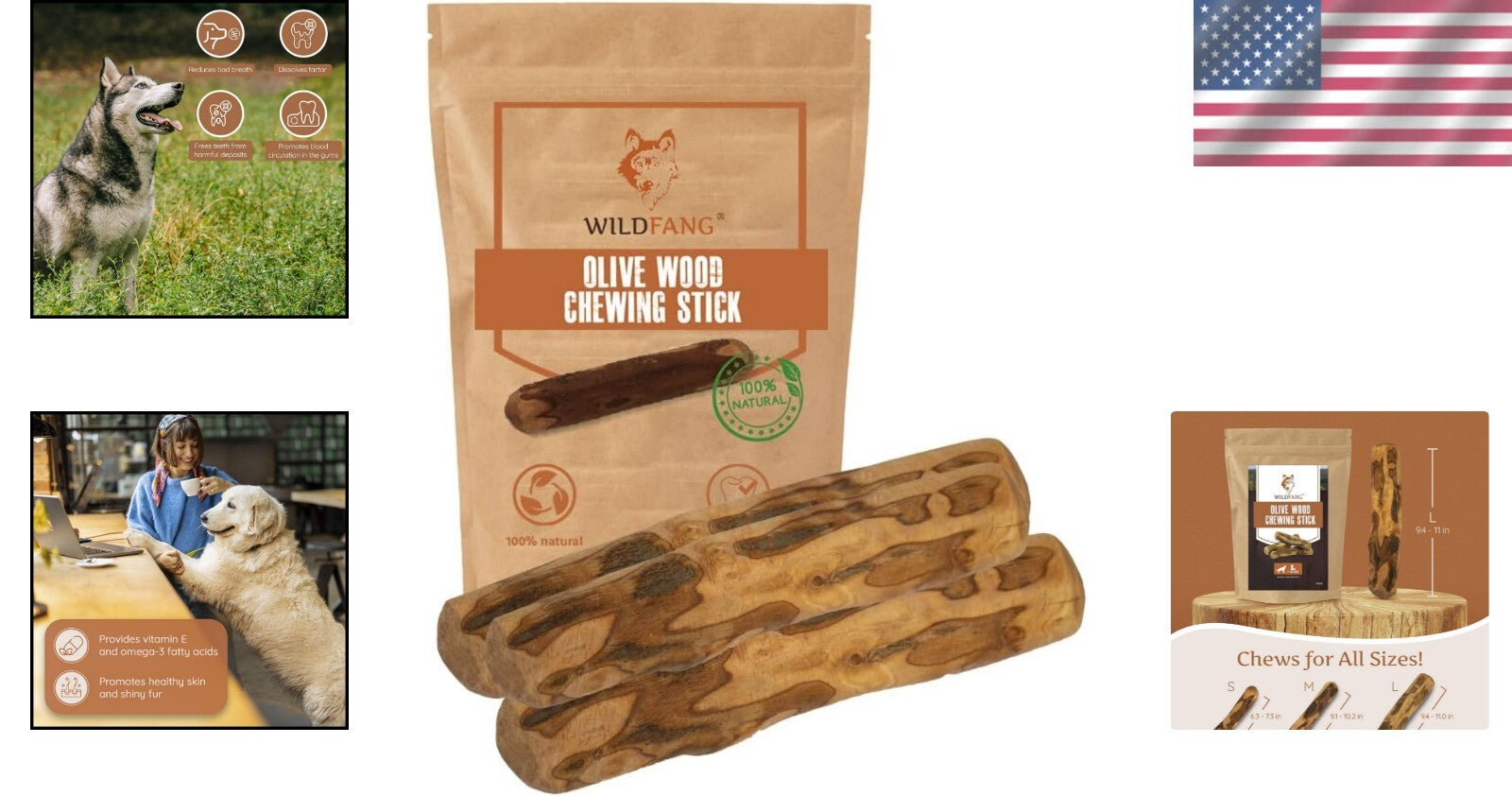 Long-Lasting Olive Wood Dog Chew with Olive Oil - Promotes Dental Health