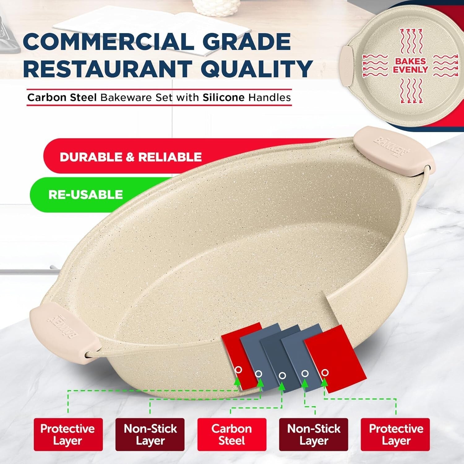 Durable Nonstick Baking Pans - 10-Piece Set for Kitchen and Restaurant Use