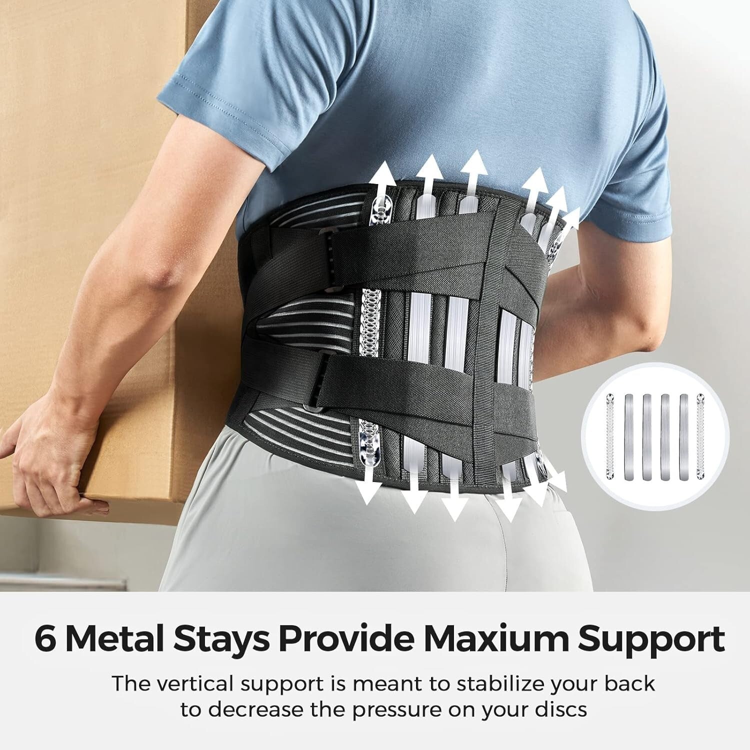 360° Support Lumbar Back Brace for Men/Women - Lightweight, Adjustable M Size