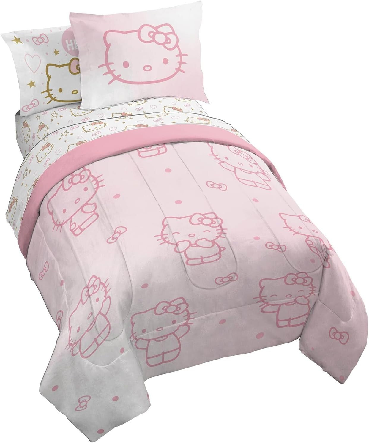 5-Piece Hello Kitty Twin Comforter Set with Sheets & Pillow Covers - Cozy Fun!