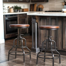 Load image into Gallery viewer, Brown Wood and Metal Counter Height Swivel Stool - Set of 2 for Rustic Charm
