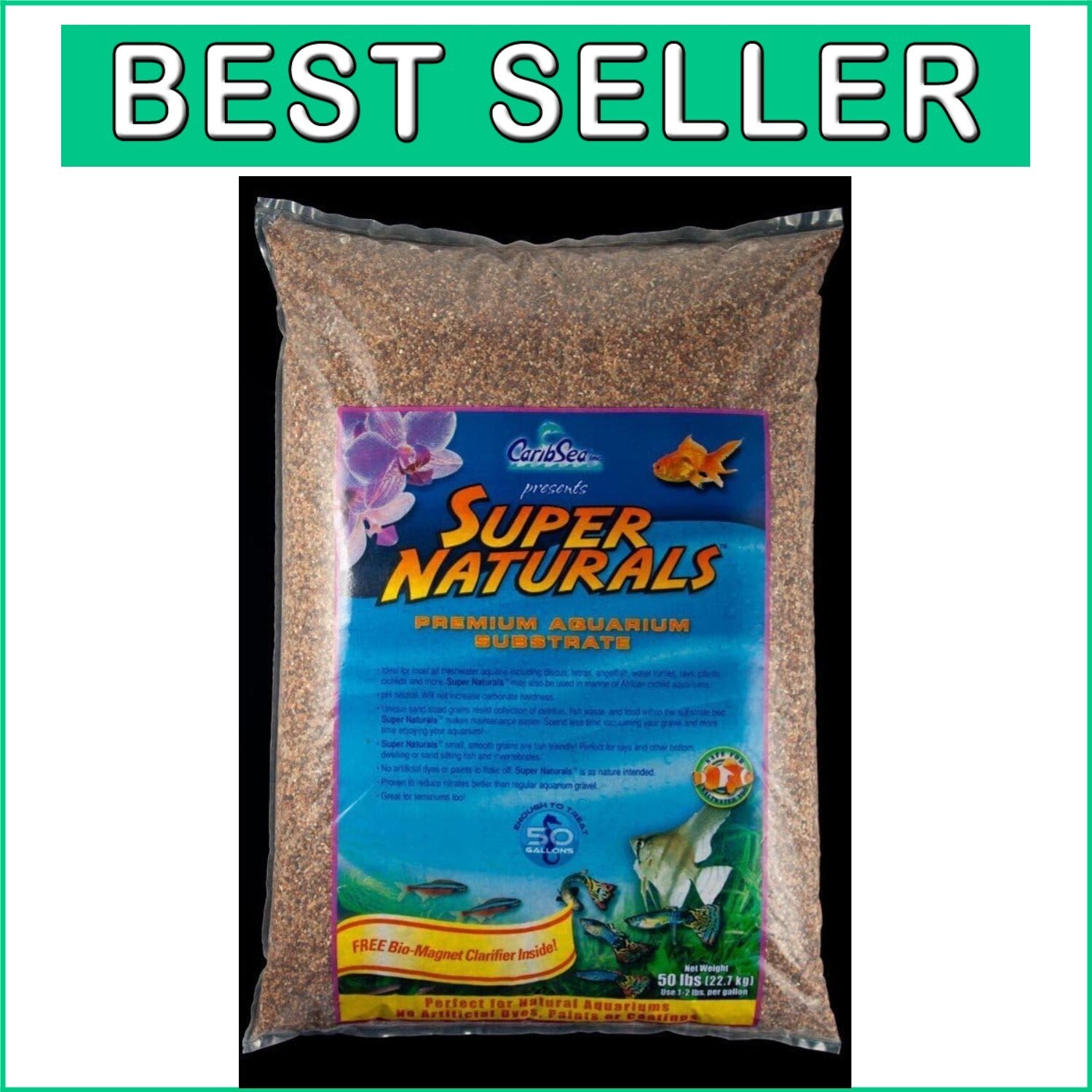 50 lb Super Naturals Aquarium Sand - Enhance Your Fish Tank with Peace River Hue