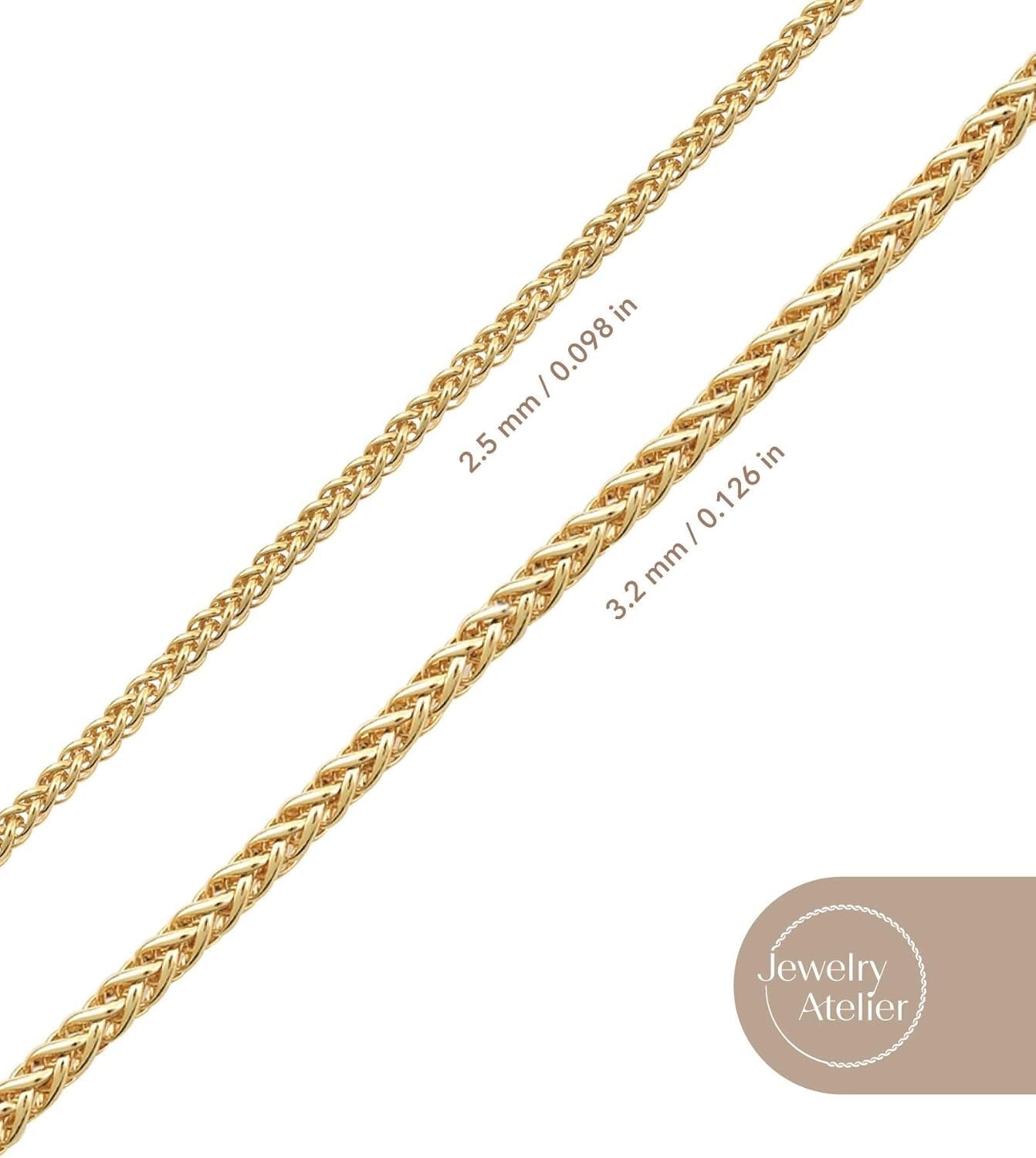 Stylish 14K Solid Yellow Gold Filled Wheat Chain Necklace – Perfect Gift
