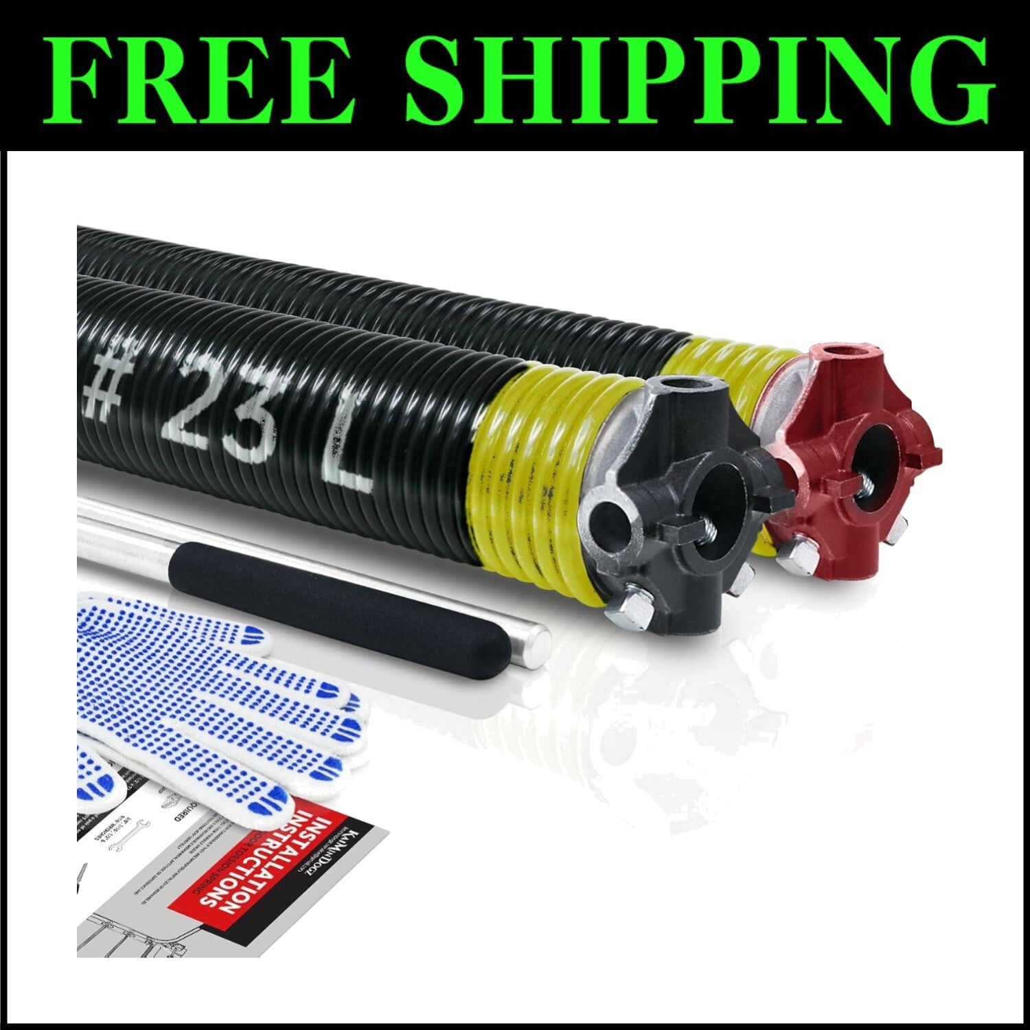 Durable 2" Garage Door Torsion Springs Set with Non-Slip Tools - 16,000 Cycles