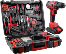 Load image into Gallery viewer, Fully Equipped 21V Cordless Drill Kit with 112-Piece Accessory Set for Home DIY