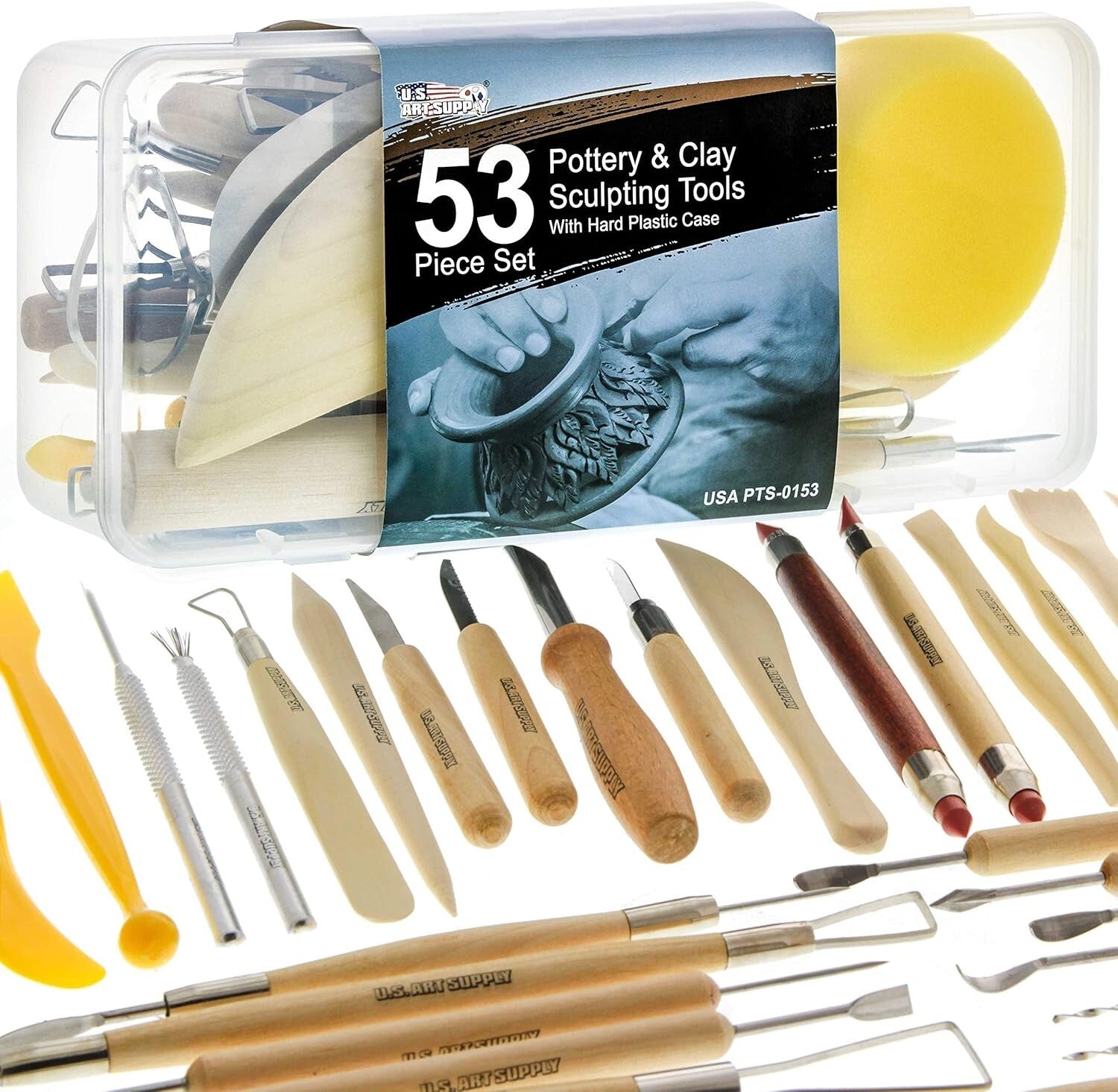 Lightweight 53-Piece Clay Tool Kit with Portable Canvas Case - Ideal for Artists