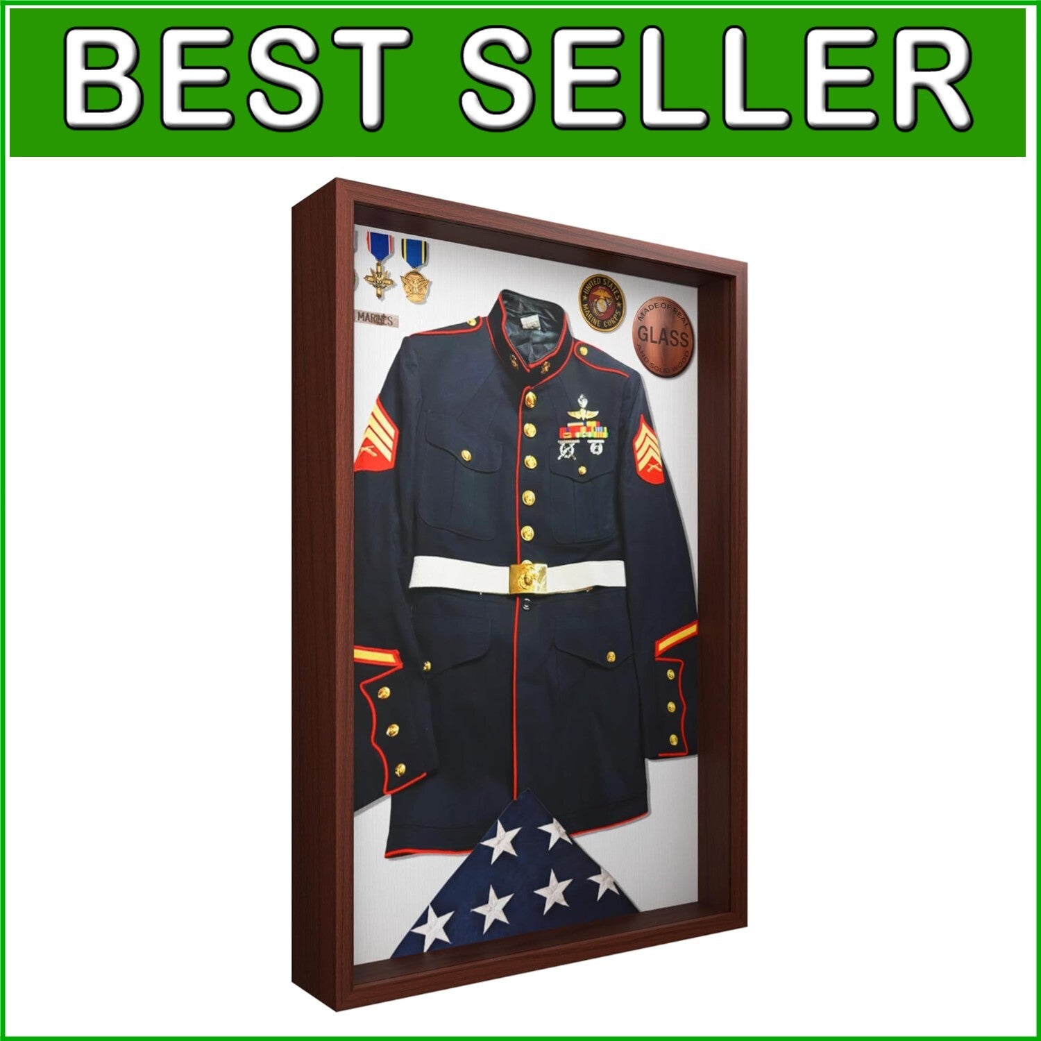 2.5-Inch Thick Shadow Box Frame, Walnut Brown Finish for Memorabilia Showcasing