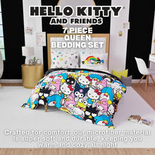 Load image into Gallery viewer, Charming Hello Kitty &amp; Friends 7-Piece Queen Bedding - Vibrant Cartoon Design