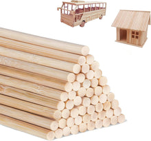 Load image into Gallery viewer, Natural Bamboo Dowel Rods, Pack of 50 - Ideal for DIY Crafts &amp; Building Projects