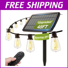 Load image into Gallery viewer, Shatterproof LED Solar String Lights - 24 Warm White Bulbs &amp; Remote Control