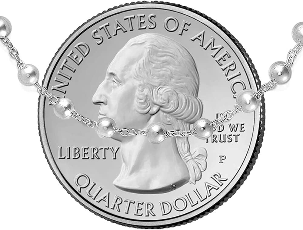 Elegant 18-Inch Solid Sterling Silver Cross & Rosary Y Necklace - Made in Italy