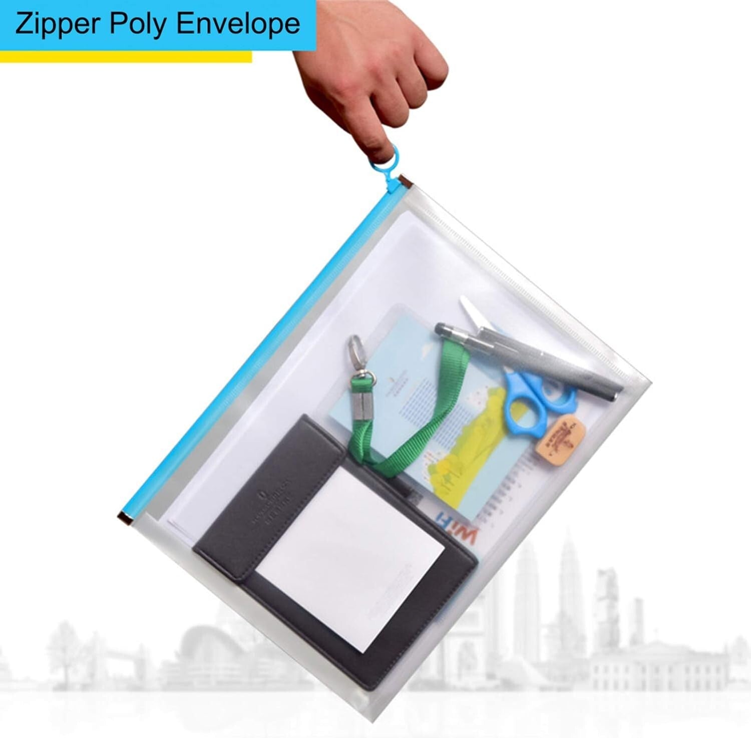 Clear Zipper Envelopes 9.8 x 12.7 Inches - 24 Pack for School & Office Use