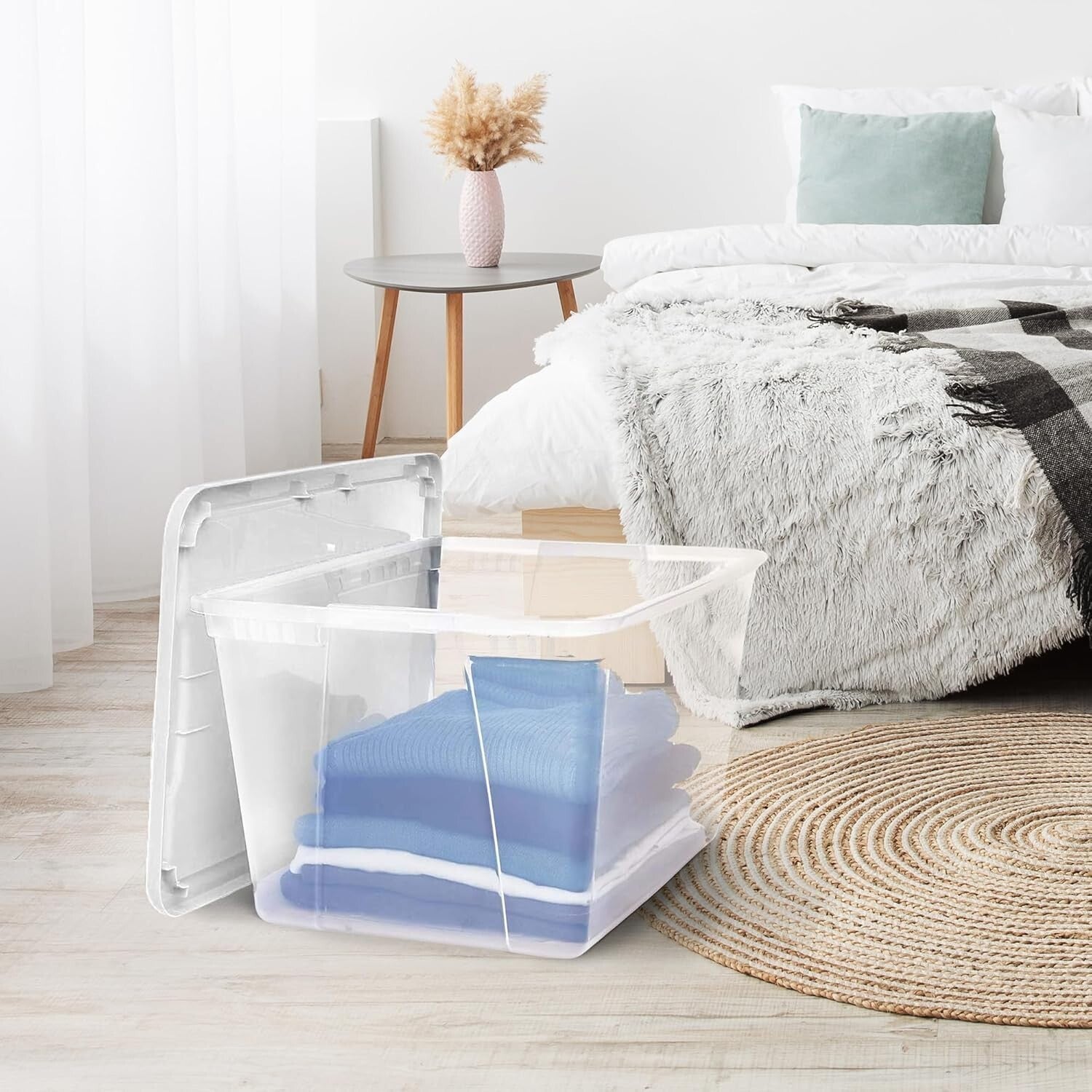 Eco-Friendly 2-Pack 56 Quart Clear Plastic Storage Bins with Snap Lock Lids